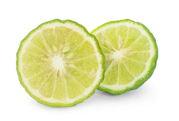 Bergamot Meyvesi Beyaz Arka Planda Yarı Yarıya Izole Edilmiş — Stok fotoğraf