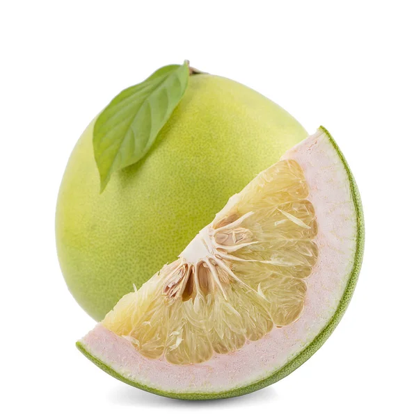 Pomelo Cítricos Con Hojas Aisladas Sobre Fondo Blanco — Foto de Stock