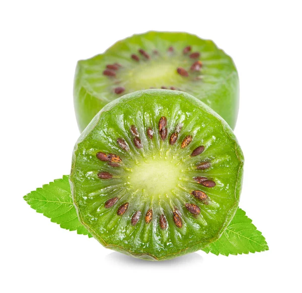 Mini Kiwi Bebê Fruta Isolado Fundo Branco — Fotografia de Stock