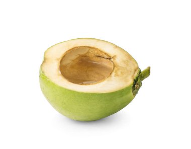 Su damlası yeşil hindistan cevizi. Beyaz arkaplanda izole edilmiş.