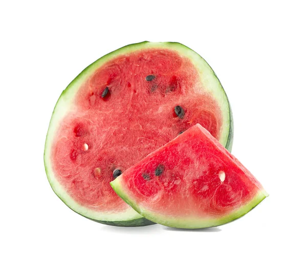 Hälfte Der Wassermelone Eine Isolierte Auf Weißem Hintergrund — Stockfoto