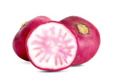 Beyaz arkaplanda küçük bahçe turpu