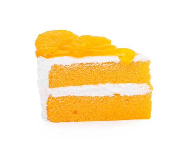 Ένα Κομμάτι Κέικ Πορτοκάλι Λευκό Φόντο — Φωτογραφία Αρχείου