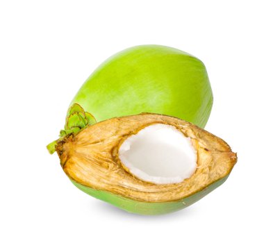 yeşil hindistan cevizi beyaz arkaplanda izole edilmiş.