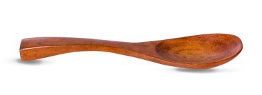 Tahta kaşık beyaz arkaplanda izole edilmiş.