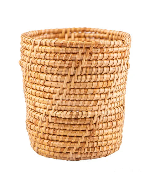 Basket Wood Isolate White Background — Stock Photo, Image