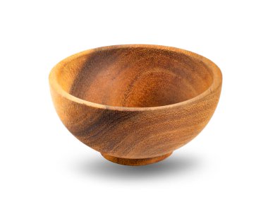 Tahta kase beyaz arka planda izole edilmiş.