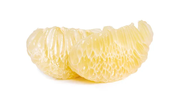 Snijd Pomelo Citrusvruchten Geïsoleerd Witte Achtergrond — Stockfoto