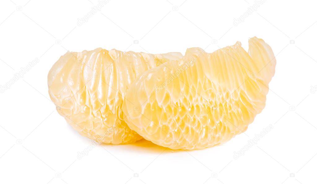 slice pomelo citrus fruit isolated on white background