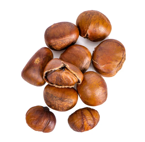 Castagne Isolato Sfondo Bianco — Foto Stock