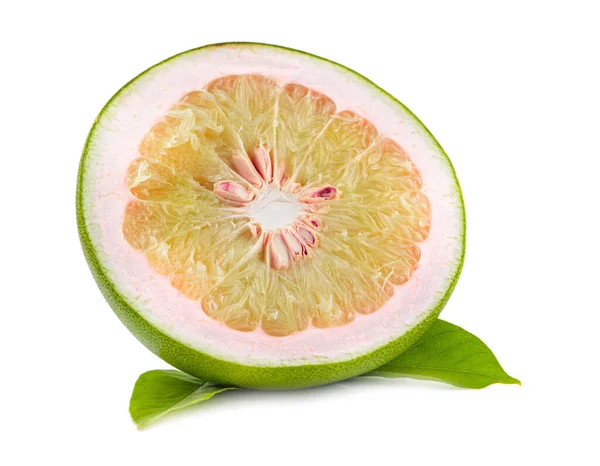 Pomelo Cítricos Con Hojas Aisladas Sobre Fondo Blanco — Foto de Stock