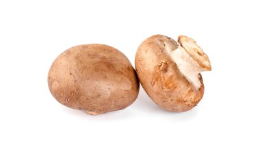 Beyaz arka planda izole edilmiş taze şampiyon mantarları