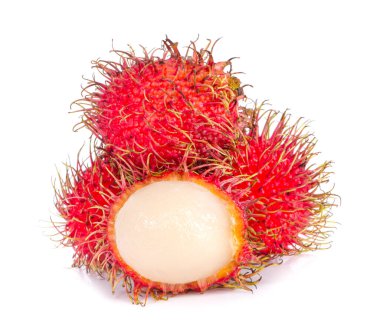 Rambutan tatlı lezzetli meyve beyaz arka planda izole