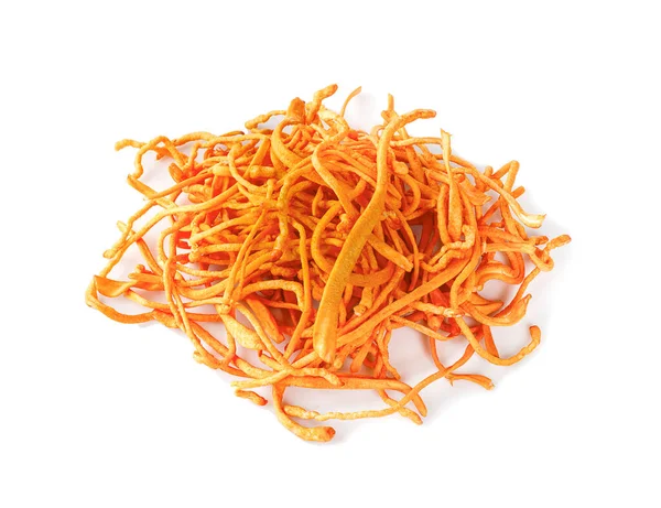 Cordyceps Sinensis Mantarı izole edilmiş beyaz bir arka plan