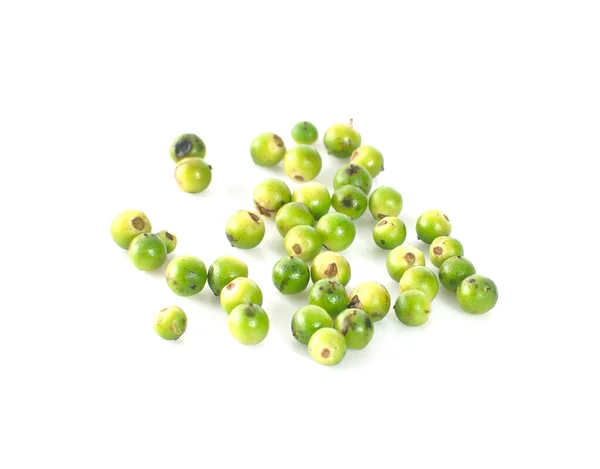 Gewürz Frische Grüne Pfefferkörner Auf Weißem Hintergrund — Stockfoto