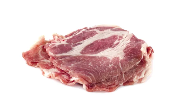 Čerstvé Vepřové Krk Maso Steaky Izolované Bílém Pozadí — Stock fotografie