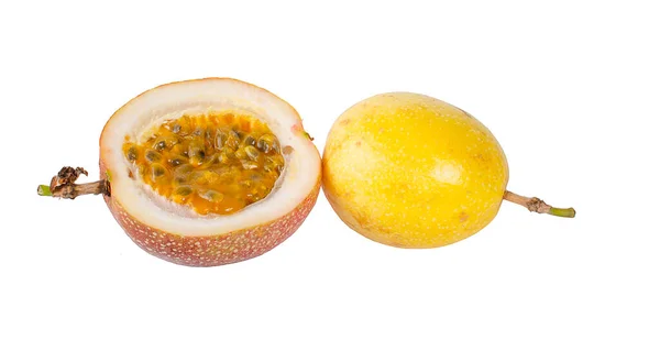 Passion Fruit Isolated Whole Passionfruit Half Maracuya Isolated White Background — Stock Photo, Image