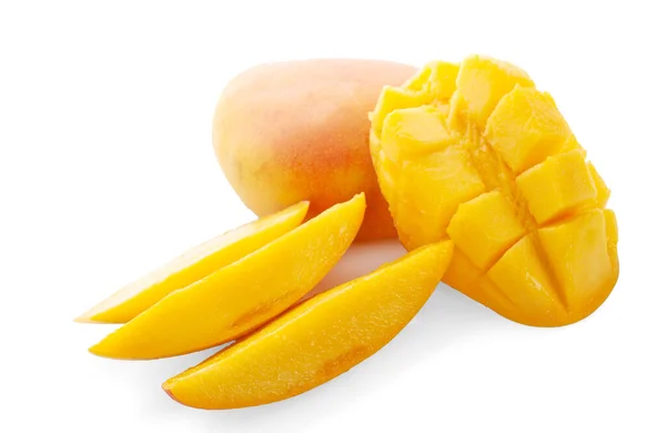 Frutos Mango Medio Aislados Sobre Fondo Blanco — Foto de Stock