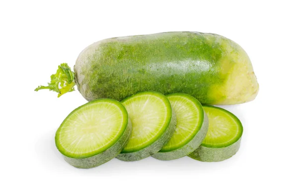Green Radish Slice White Background — Stock Photo, Image