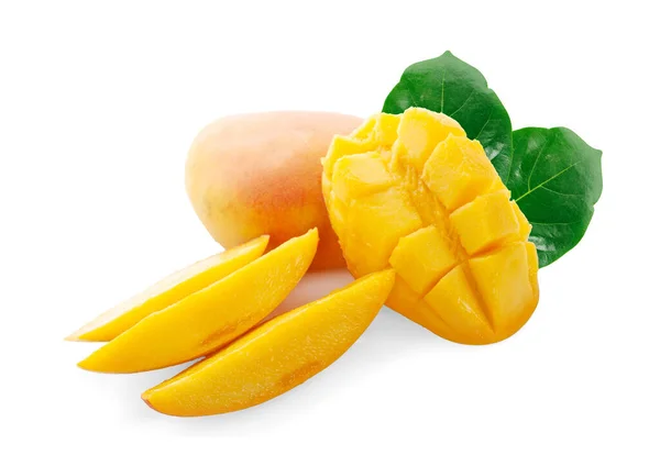 Mangó Gyümölcs Félig Elszigetelt Fehér Alapon — Stock Fotó