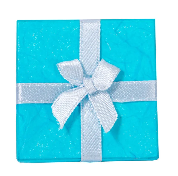Blue Gift Box White Background — Stock Photo, Image