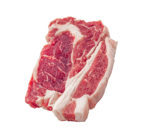 Steak Bœuf Cru Frais Isolé Sur Fond Blanc — Photo