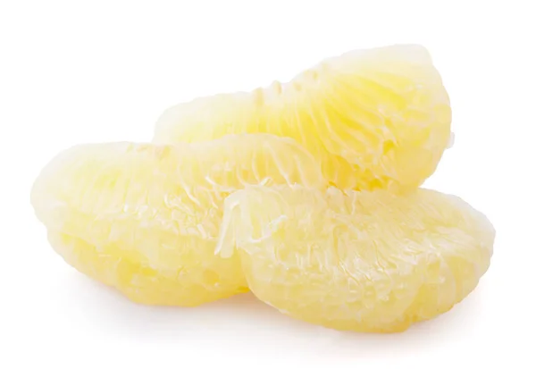 Snijd Pomelo Citrusvruchten Geïsoleerd Witte Achtergrond — Stockfoto