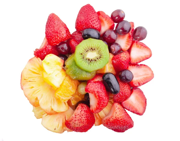 Ovoce Kiwi Jahody Hrozny Ananas Izolované Bílém Pozadí Mix Ovoce — Stock fotografie