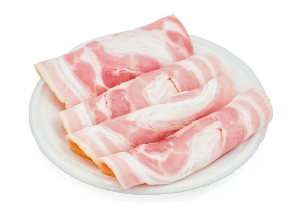 Pezzi Ritorti Carne Maiale Contadino Pancetta Con Prezzemolo Isolati Sfondo — Foto Stock