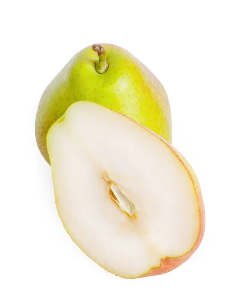 Pêras Isoladas Fruta Pêra Verde Meia Isolada Sobre Fundo Branco — Fotografia de Stock