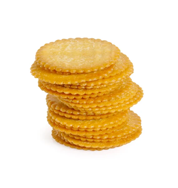 Crackers Cookie Med Salt Isolerad Vit Bakgrund — Stockfoto