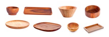 set wooden isolated on white background