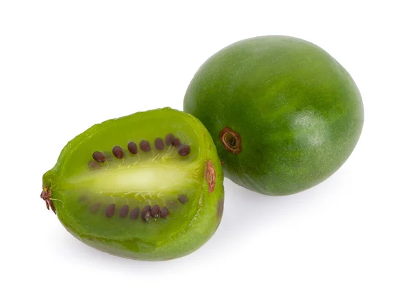 Mini Kiwi Babyfrucht Auf Weißem Hintergrund — Stockfoto