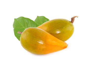 Beyaz arka planda yumurta meyvesi, Canistel, Sarı Sapote (Pouteria campechiana (Kunth) Baehni)
