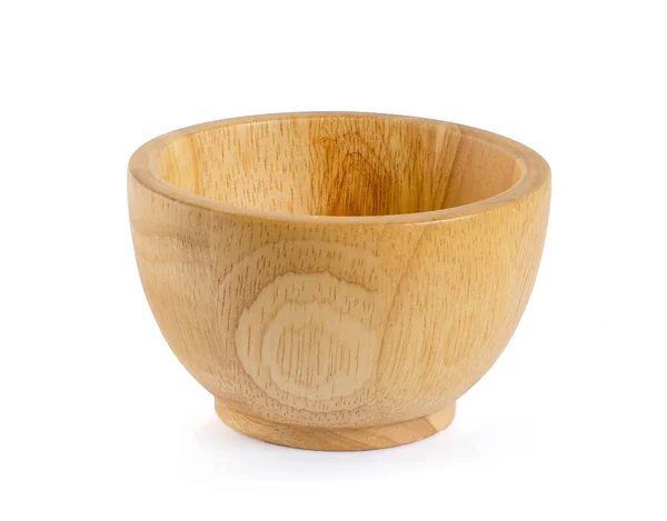 Wooden Bowl White Background — Stock Photo, Image