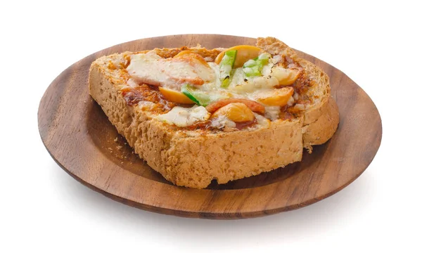 Пицца Жареный Хлеб Белом Фоне — стоковое фото