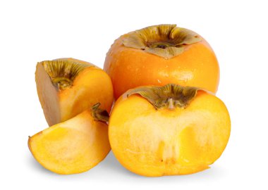 Beyaz arka planda izole edilmiş taze olgun hurma ağaçları.