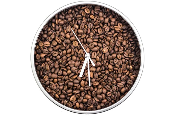 Coffee grains clock at six thirty — Stock Photo, Image