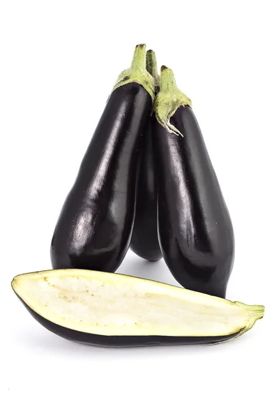 Eggplants, one cutted — Stock Photo, Image