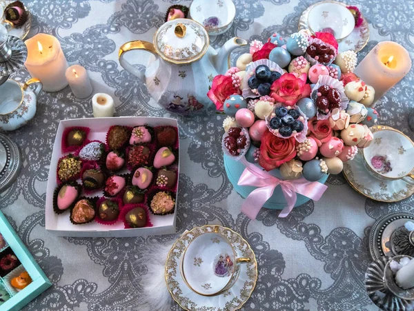 Торт Розой Шоколадом — стоковое фото