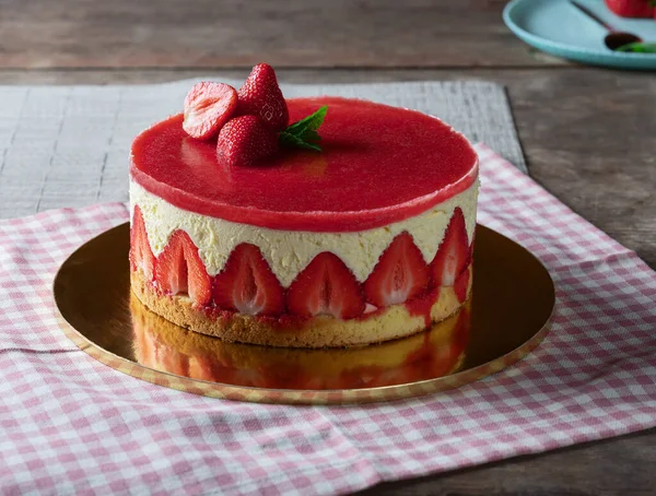 Fraisier Cake Diplomat Cream — Stock Photo, Image