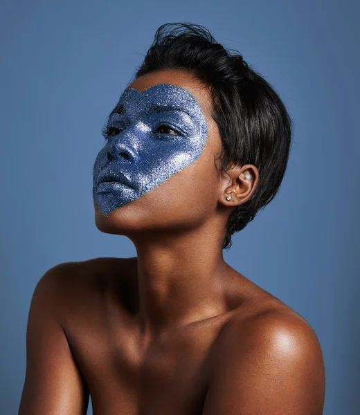 Woman with heart on face — Stock Photo, Image