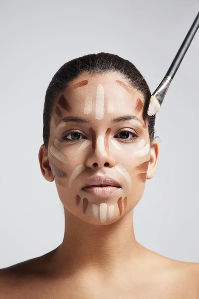 Woman with face correction — Stock Photo, Image