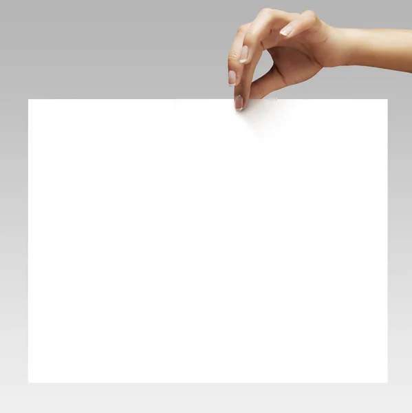 Woman hand holding paper — Stock Photo, Image