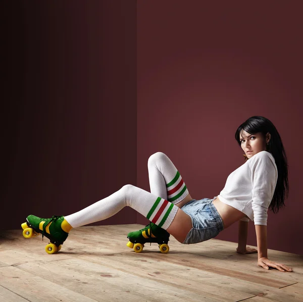 Woman in vintage roller skates — Stock Photo, Image