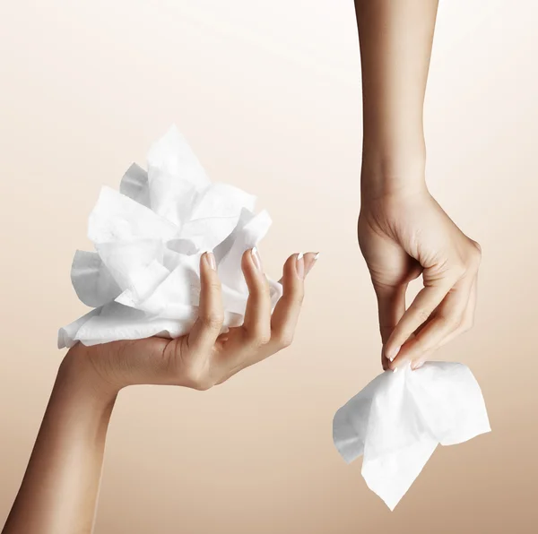 Hand with makeup remover wipes — Stock Photo, Image