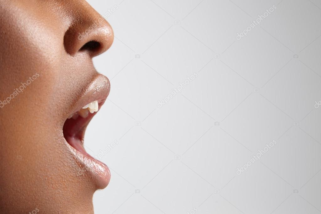 Woman with open mouth