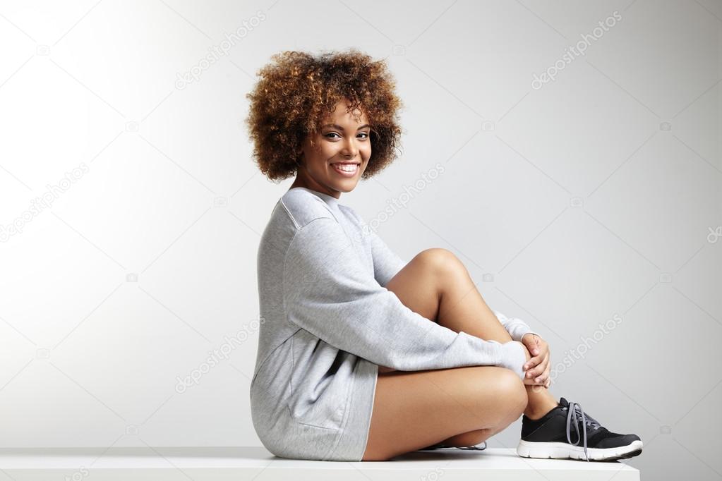 Woman with curly hair