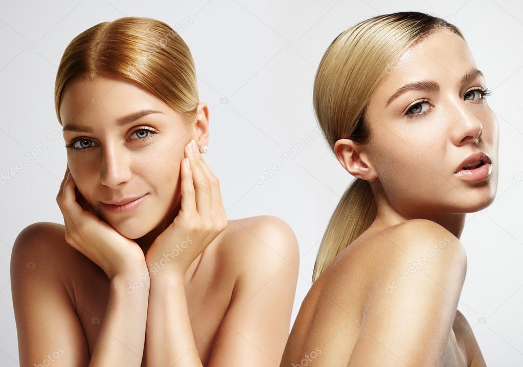 Women with ideal skin