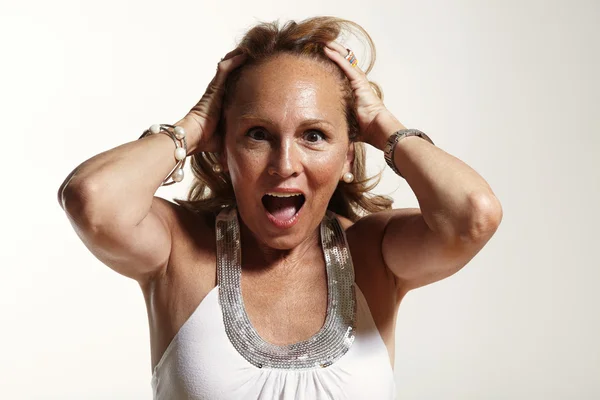 Screaming senior woman — Stock Photo, Image